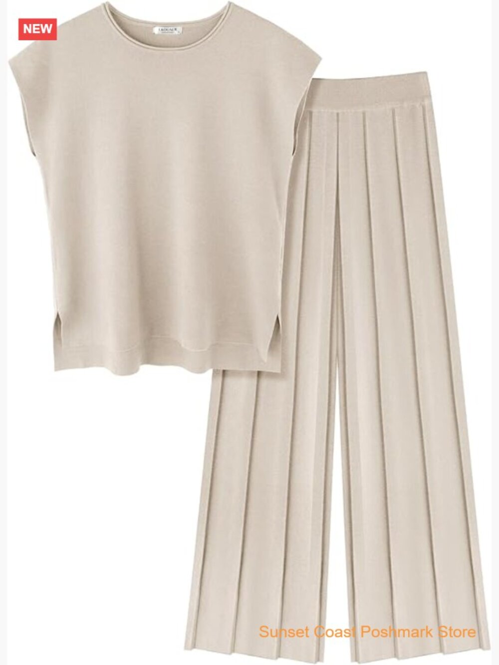 Ekouaer Lounge Sets for Women Two Piece Outfits Cap Sleeve Top Wide Leg Pleated